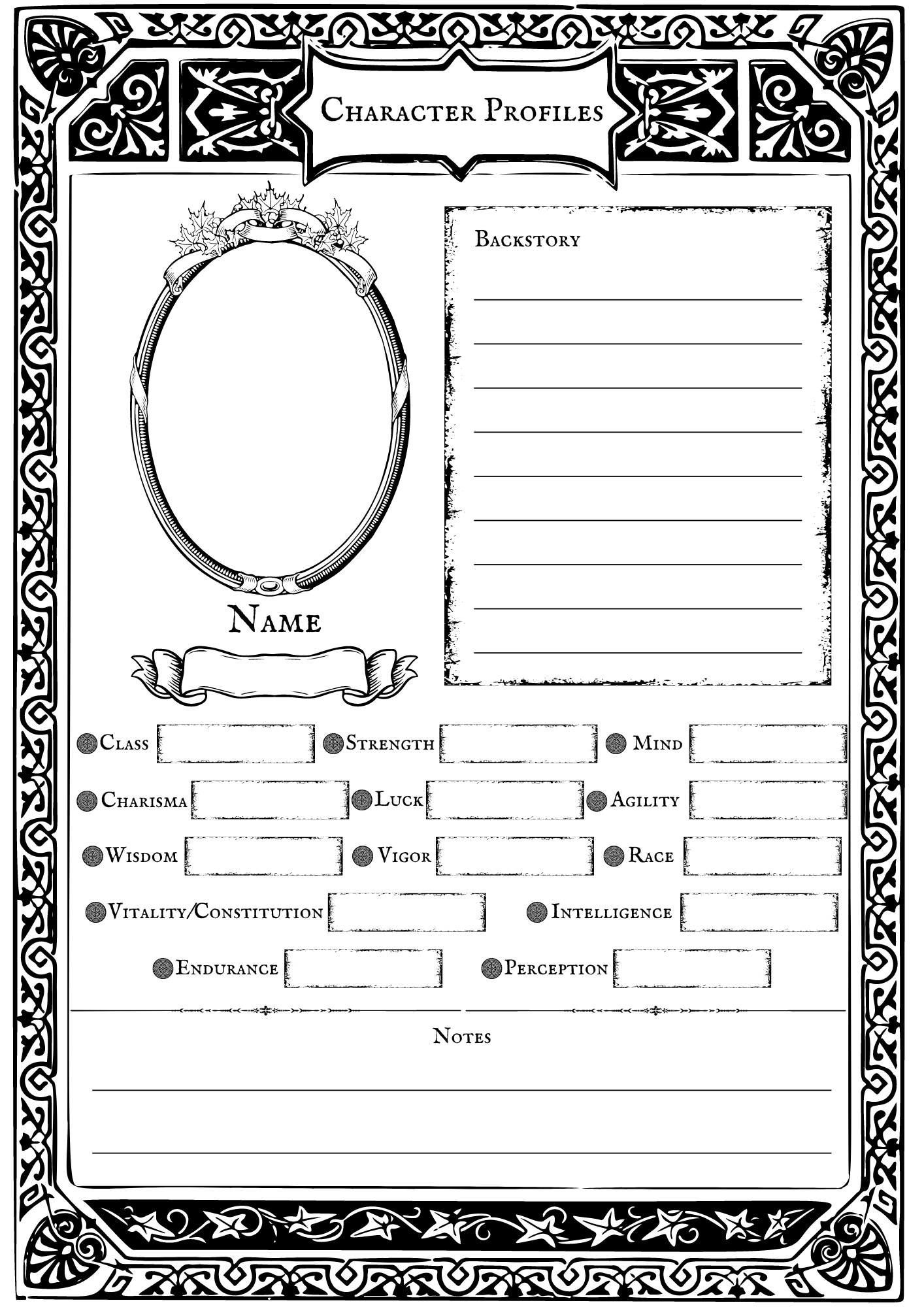 Profile Sheet page