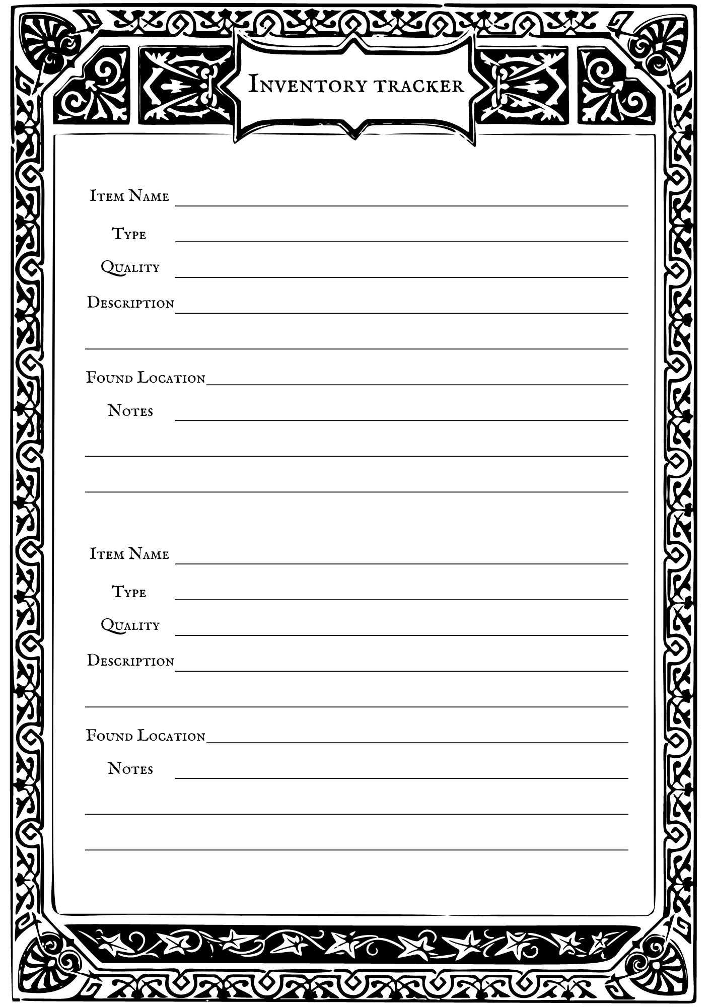 Inventory Tracker page