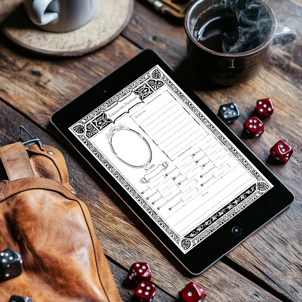 RPG Journal pages on an iPad